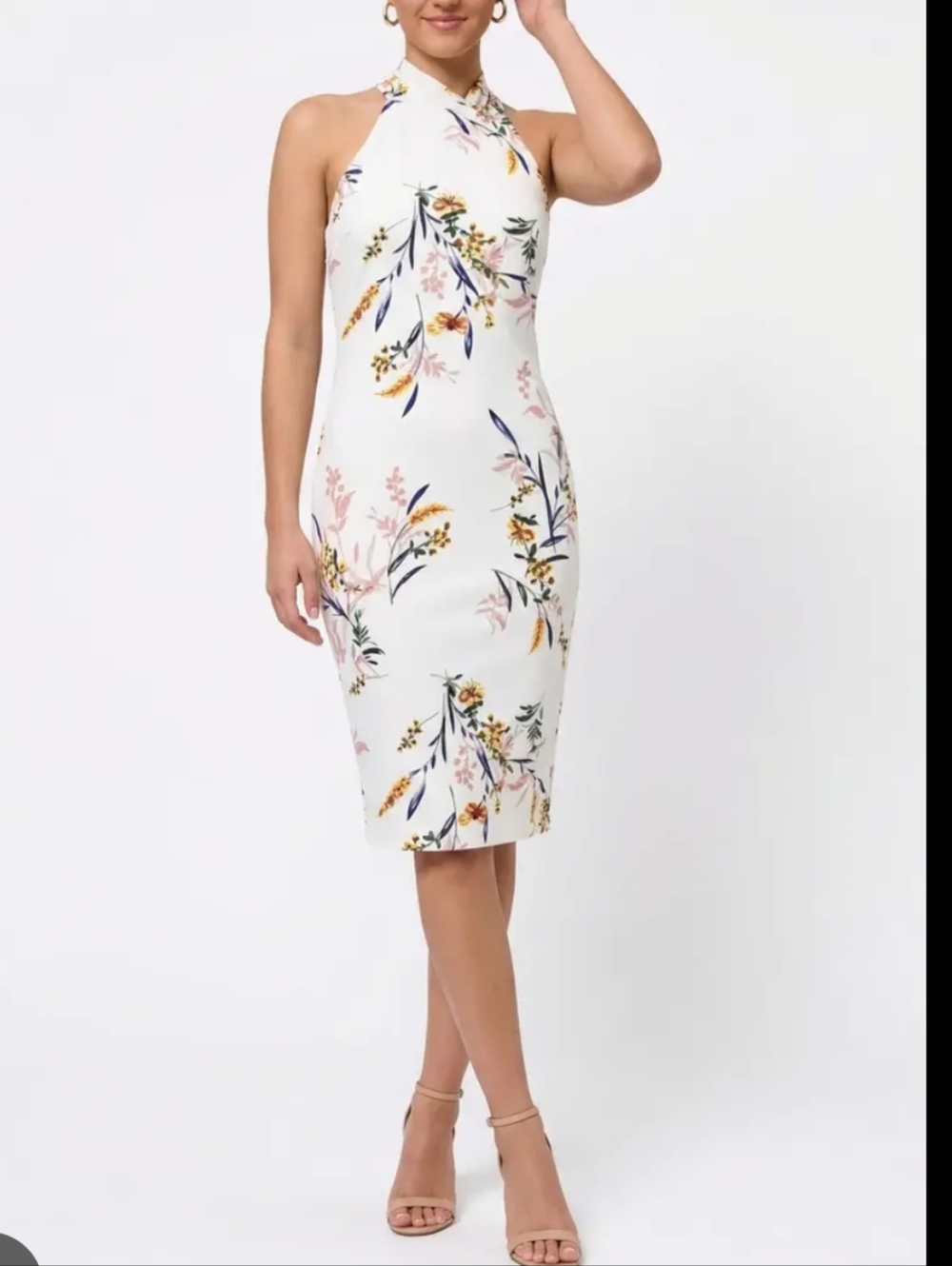 Rachel Roy Harland Crossover Halter Midi Dress Size XS